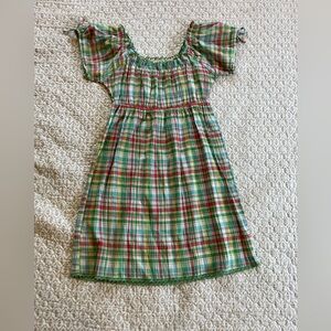MKM Designs Multicolor Plaid Cotton Babydoll Dress — Green Red Blue